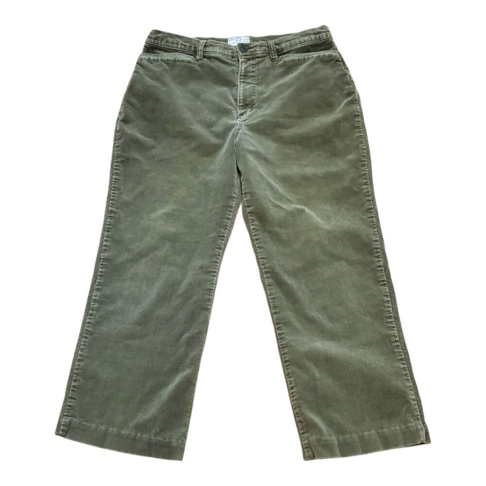 FDJ FRENCH DRESSING SZ 14P Petite Suzanne Straight Leg Green Corduroy Pants Jean